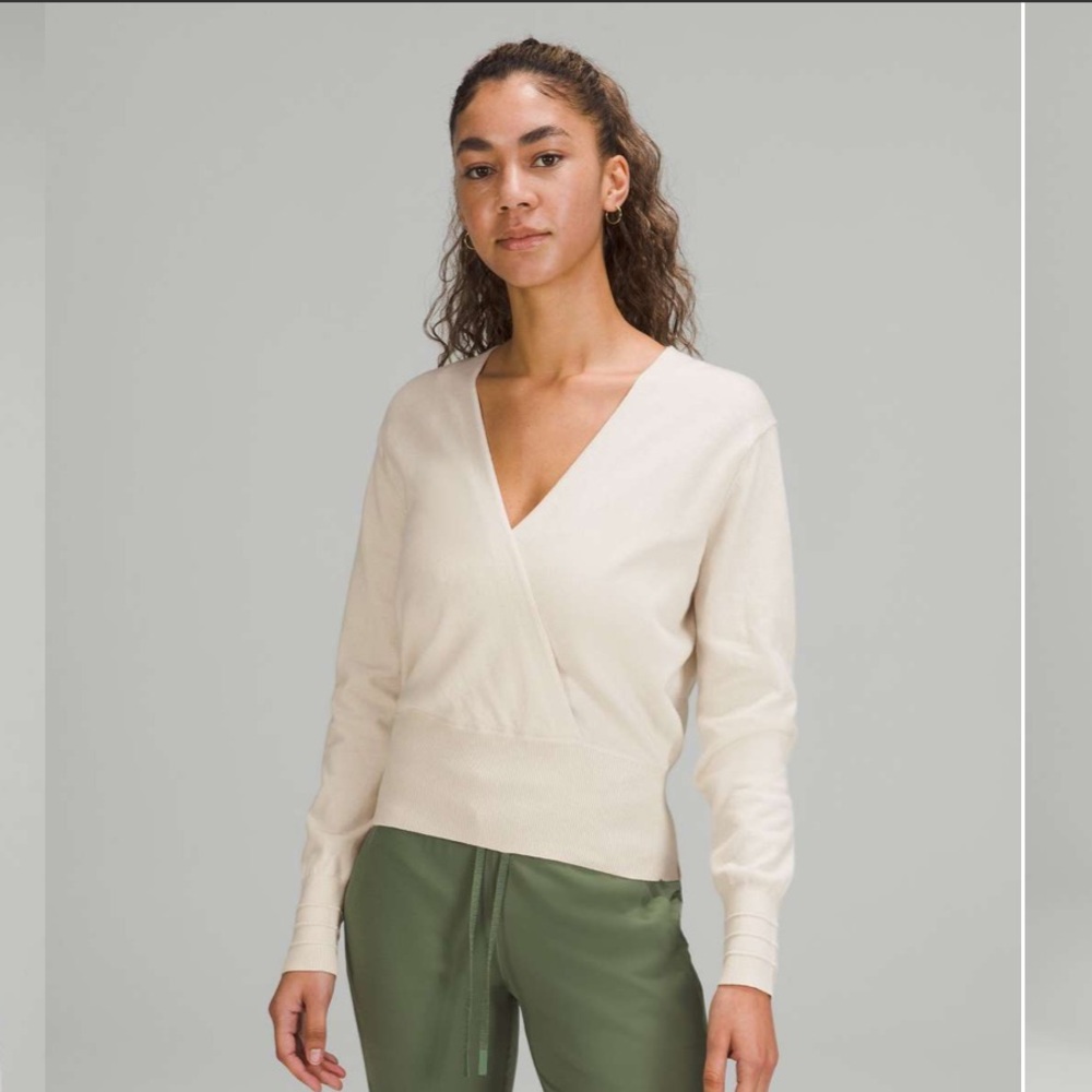 NEW Lululemon Crossover Ribbed Waist Sweater - White Opal - 6